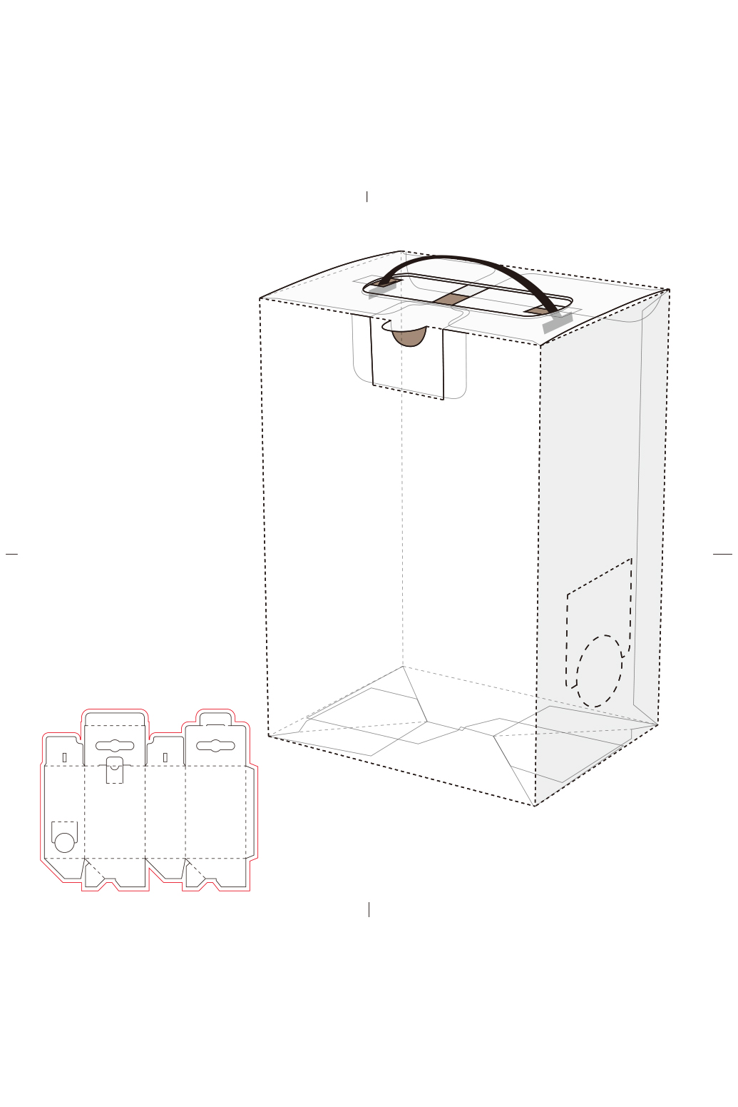 手提饮料包装盒刀模图模板展示白色简约样机图片