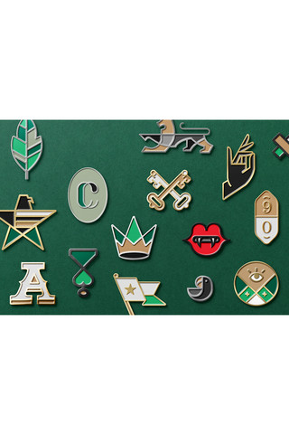 徽章别针设计模板展示绿色简约样机