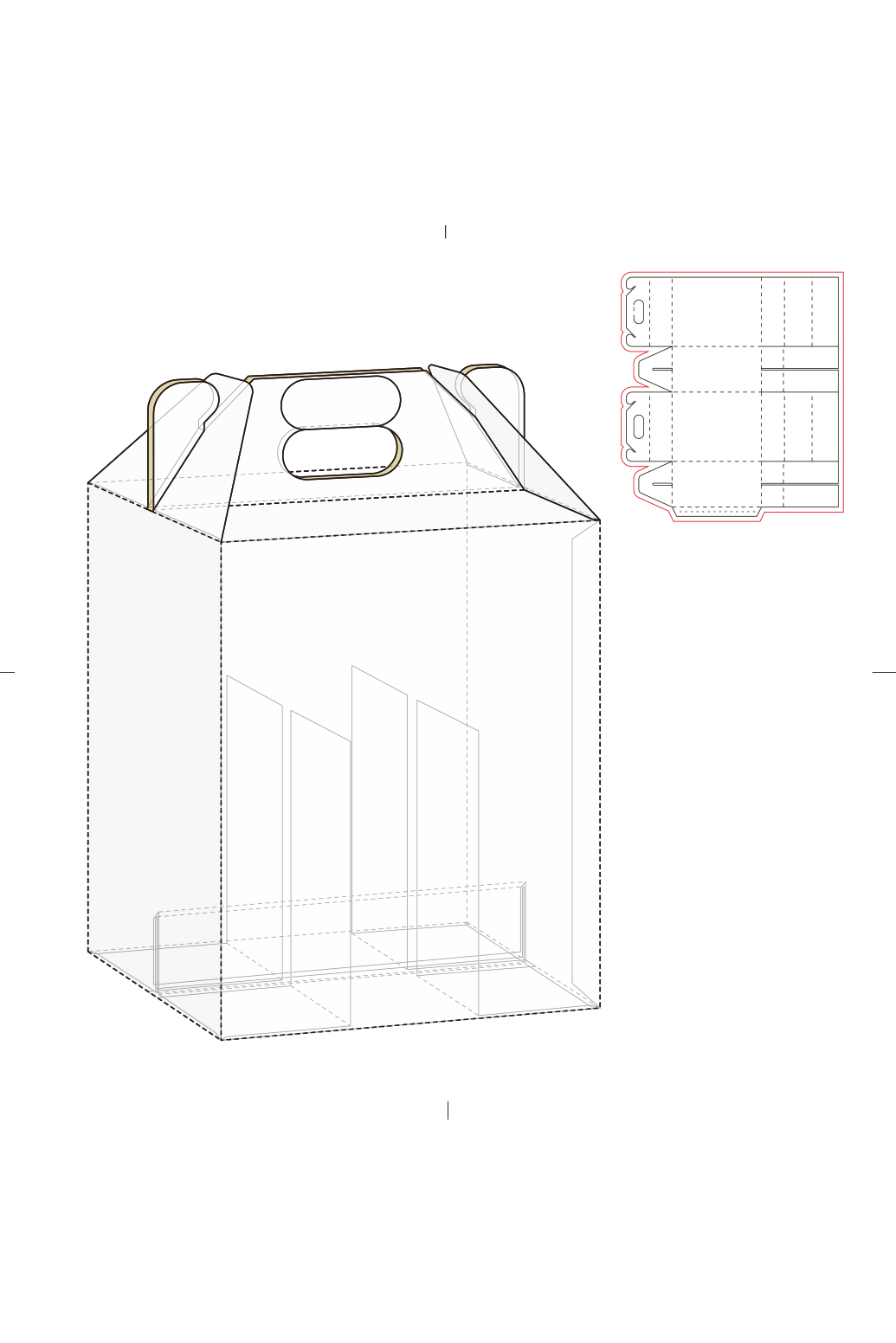 手提包装盒刀模图模板展示白色简约样机图片