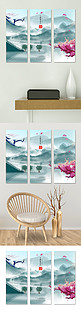山水装饰画拱桥灰色中国风装修效果图