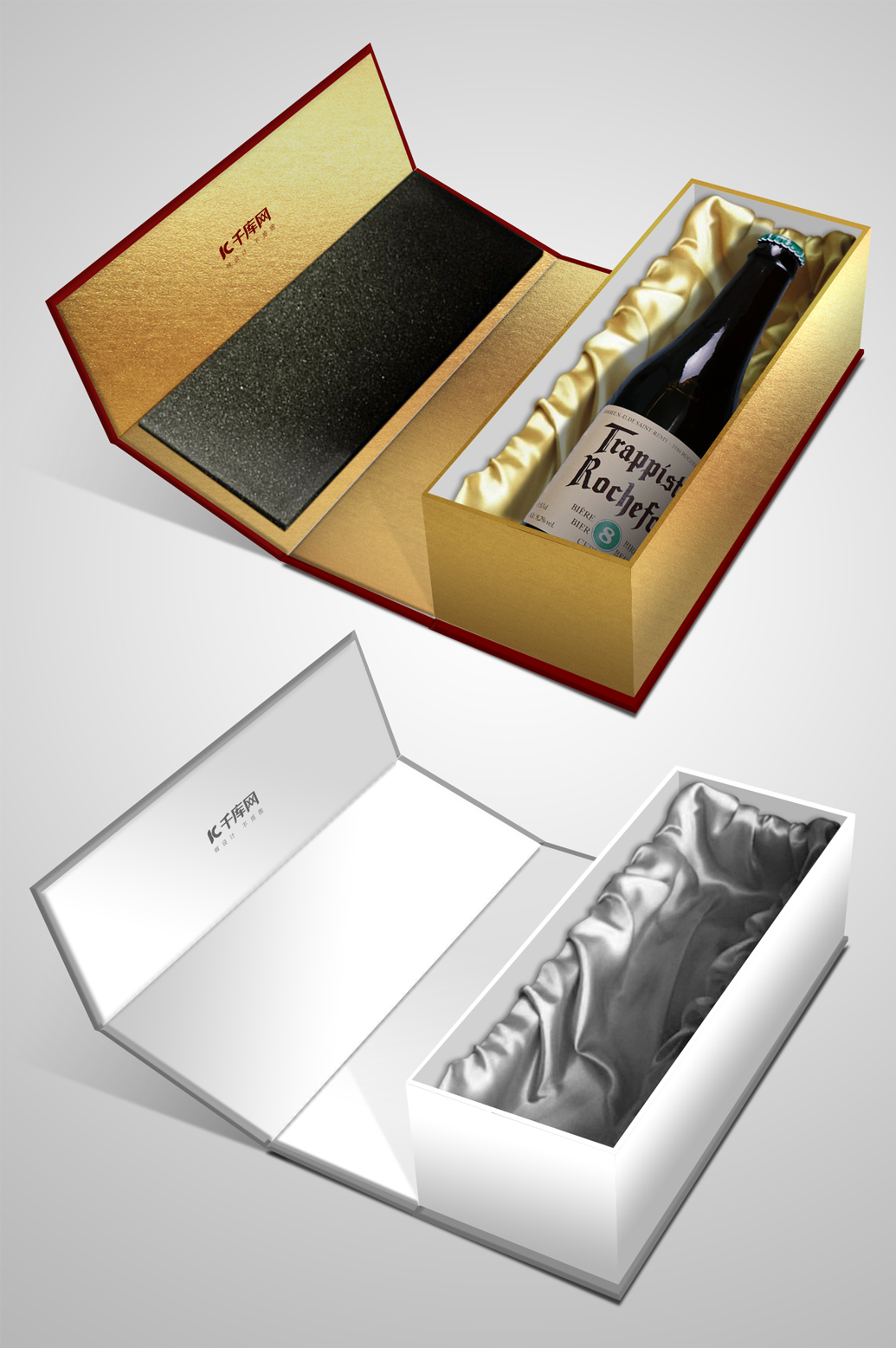 红酒礼盒红酒金色 白色中国风 高档样机 包装图片