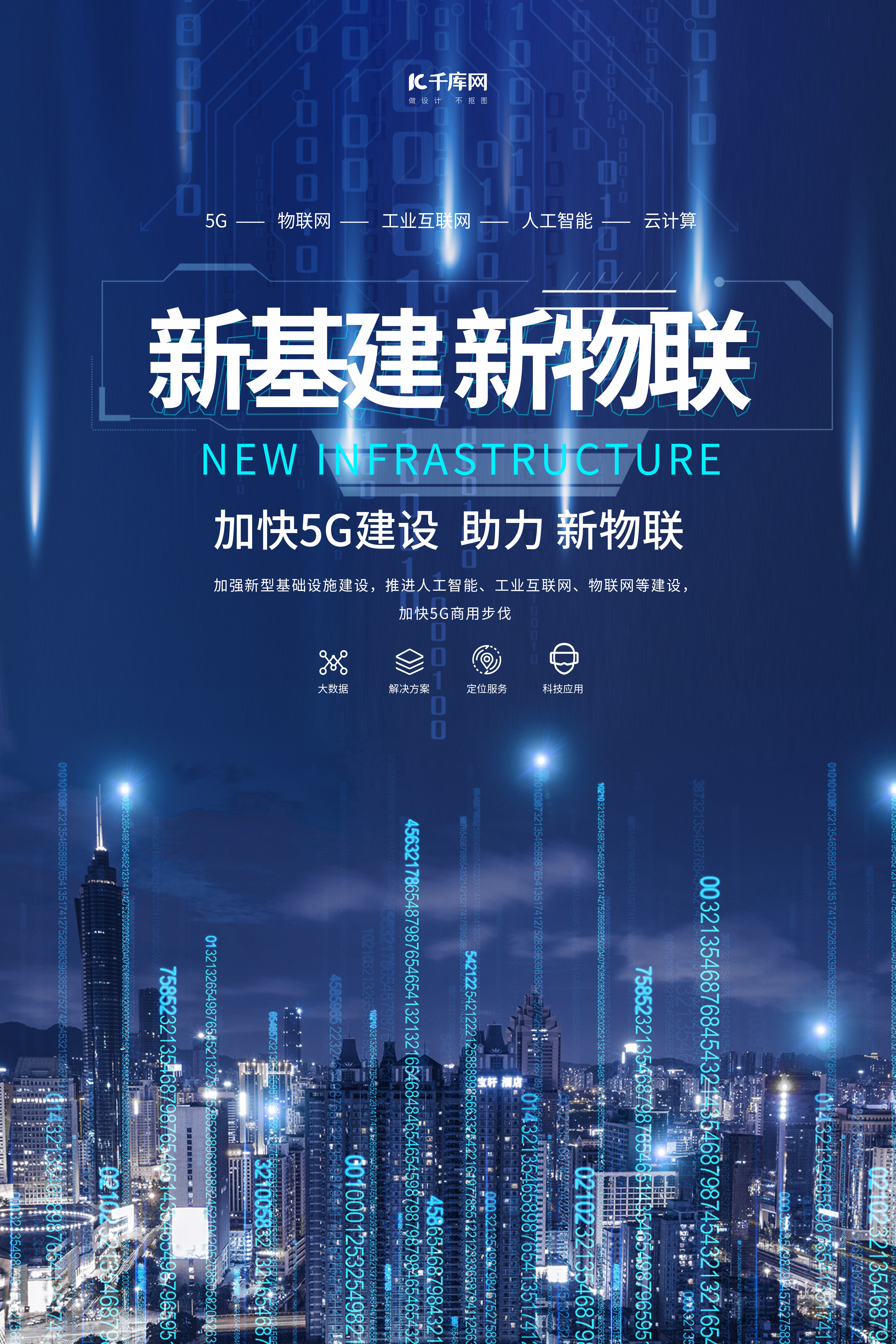 新基建5g城市蓝色科技 海报图片