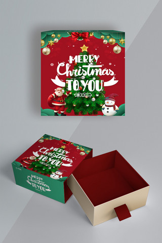 礼盒圣诞树海报模板_圣诞节礼盒圣诞树红色简约包装礼盒