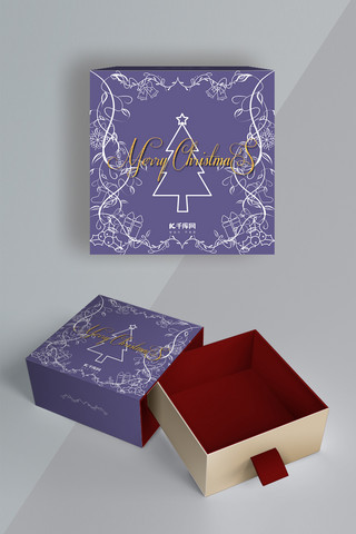 圣诞节圣诞树紫色创意包装礼盒礼盒