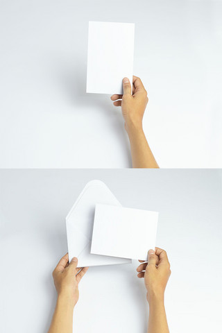 信件海报模板_手持信件白色简约样机