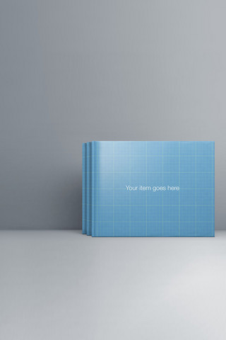 竖立方形画册蓝色大气样机