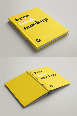 简洁样机简洁海报模板_精品书籍画册模板黄色简洁样机