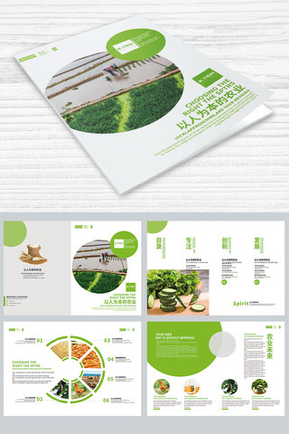 简约画册排版海报模板_以人为本农业绿色简约画册