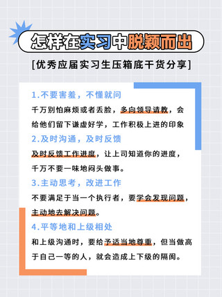 应届生烦恼海报模板_应届生的烦恼实习蓝橘简约小红书封面