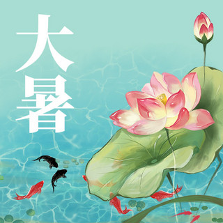 二十四节气之大暑池塘蓝色中国风公众号次图