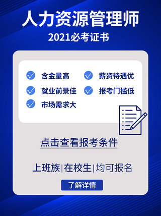 人力资源管理师蓝色简约配图