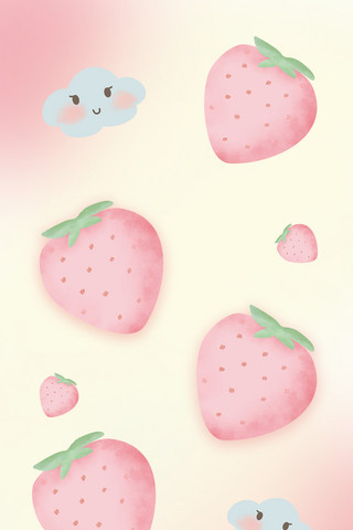 手机壁纸草莓粉色可爱壁纸