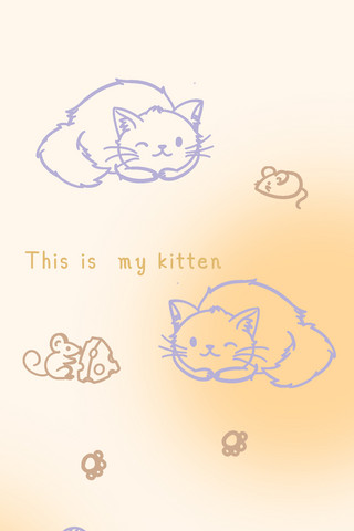 猫咪海报模板_手机背景猫咪老鼠平铺橘暖色可爱卡通手机壁纸