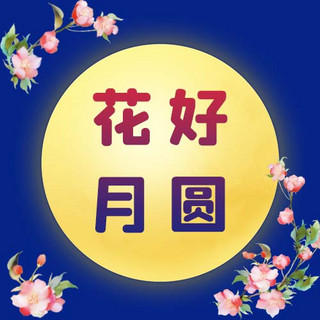 花好月圆花月亮蓝色简约公众号次图