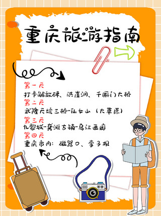 旅游海报模板_重庆旅游旅游攻略黄色手账风小红书