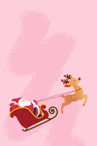 粉色圣诞老人海报模板_圣诞壁纸圣诞老人粉色卡通手机壁纸