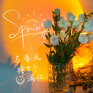 春杂志海报模板_PLOG春花束玫瑰花橘色唯美风小红书