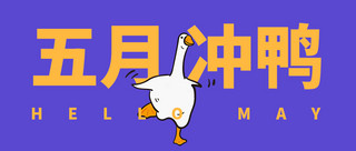 鸭子鸡鸭子海报模板_五月冲鸭鸭子紫色卡通风公众号首图