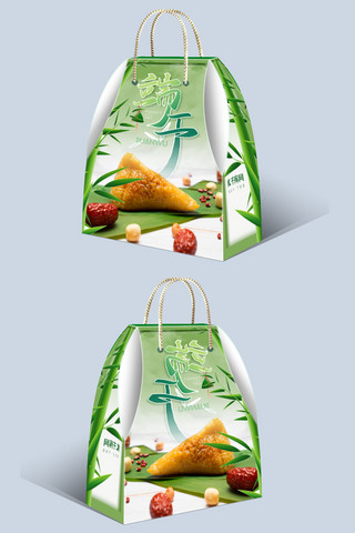 粽子礼盒设计海报模板_端午节粽子绿色摄影风包装盒