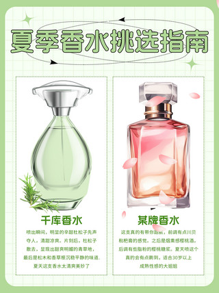 香水挑选指南绿色简约小红书对比排版