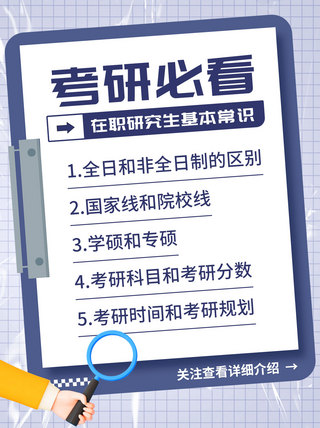 在职考研究生基本常识紫色卡通小红书封面