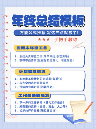 民族风卡通边框海报模板_年终总结小红书配图蓝色卡通小红书配图