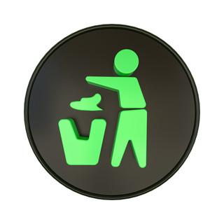 公共设施海报模板_C4D黑绿立体扔垃圾标识