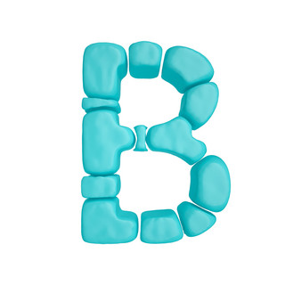 C4D柔体泡沫立体字母B元素