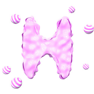 C4D立体粉色卡通创意抽象英文字母H