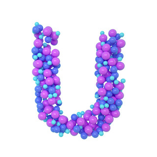 C4D气球立体字母U元素