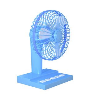 夏季电风扇海报模板_C4D仿真蓝色视觉家用电器电风扇夏季电风扇