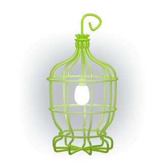 鸟笼装饰灯绿色简约创意文创产品3d打印PNG免扣
