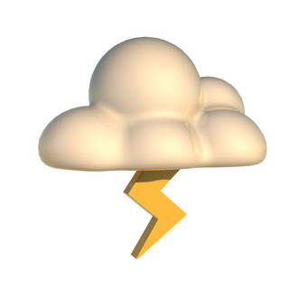 闪电天气海报模板_C4D风格闪电天气云PNG