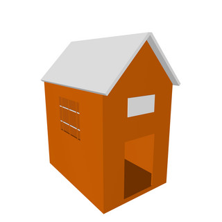 房子卡通立体海报模板_C4D房子3D模型PNG