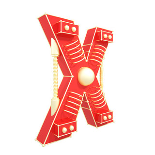字体科技感海报模板_C4D红金色喜庆立体创意科技感英文数字X