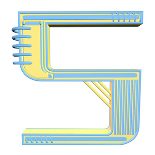 C4D黄蓝撞色立体数字五