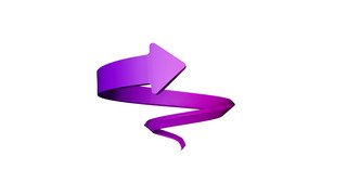 弯曲海报模板_手绘C4D紫色蛇行箭头