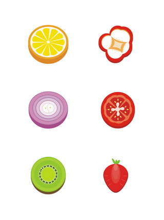 简单蔬菜水果彩色切面卡通
