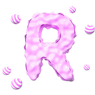 C4D立体粉色卡通创意抽象英文字母R