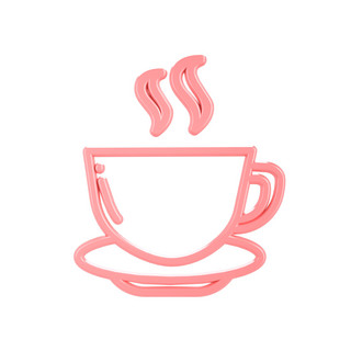 柔色立体图标海报模板_柔色立体饮品类图标-咖啡