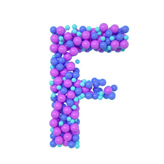 紫色立体圆球海报模板_C4D气球立体字母F元素