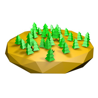 C4D低面low-poly森林免抠模型