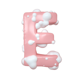 C4D粉嫩奶油蛋糕立体字母E元素
