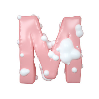 小奶油蛋糕海报模板_C4D粉嫩奶油蛋糕立体字母M元素