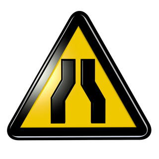 道路运输许可证海报模板_交通安全类标识道路变窄立体C4D路标