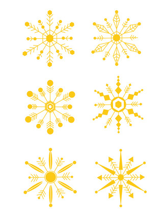 圣诞节元素海报模板_原创圣诞节元素之冬天金色雪花图案套图