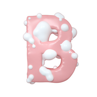 C4D粉嫩奶油蛋糕立体字母B元素