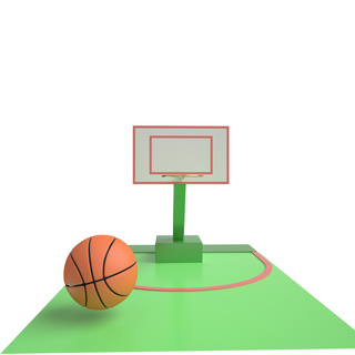 投篮机机海报模板_篮球场上的一个篮球