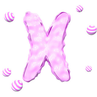 C4D立体粉色卡通创意抽象英文字母X