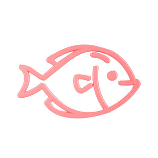 图标海鲜海报模板_柔色立体海鲜类图标-鱼